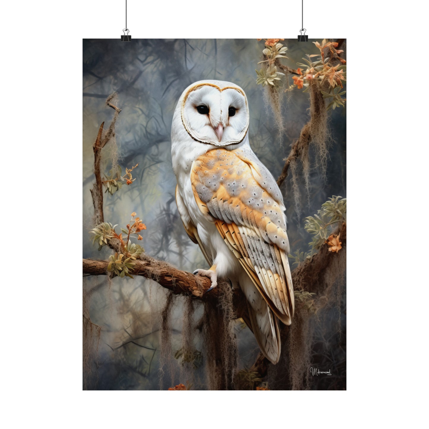 Florida Barn Owl Grunge Premium Matte Vertical Posters