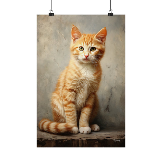 Orange Tabby Kitten Grunge Premium Matte Vertical Posters