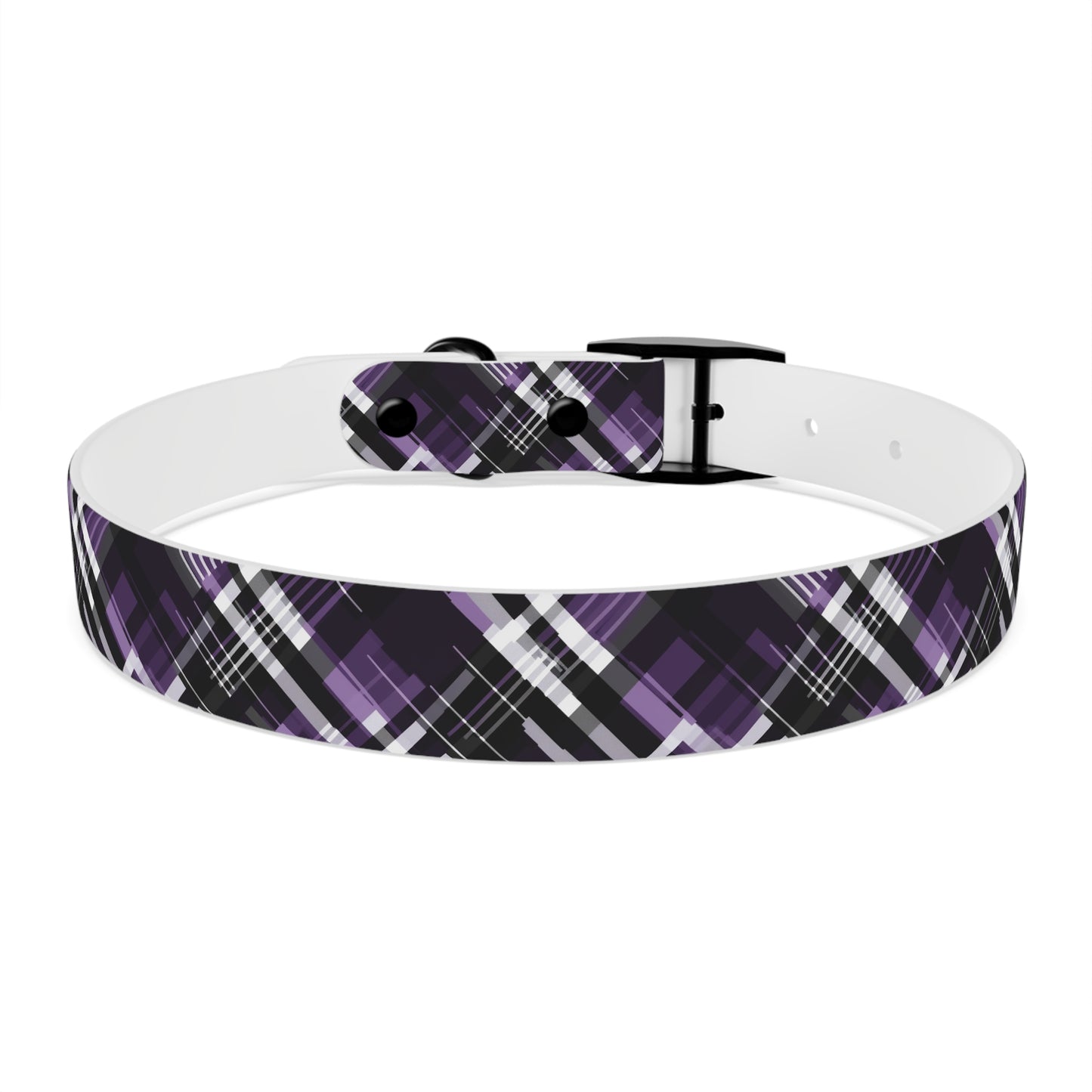 Sassy Pet's Purple, Black & White Plaid Leash Collar