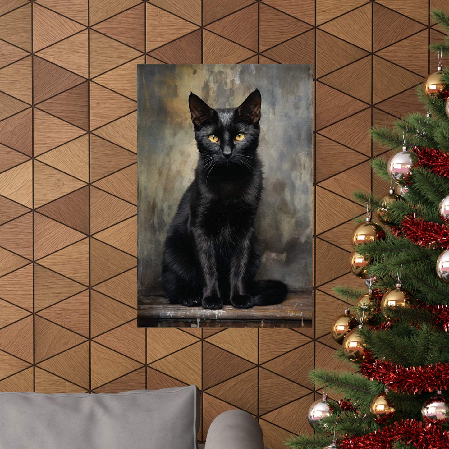 Black Cat Grunge Premium Matte Vertical Posters