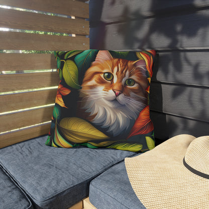 Tropical Tabby Cat Outdoor Pillows