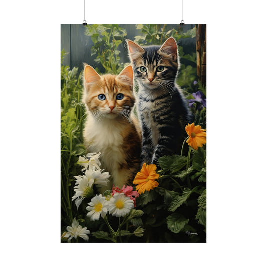 Kittens in the Garden Premium Matte Vertical Posters