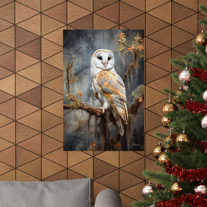 Florida Barn Owl Grunge Premium Matte Vertical Posters