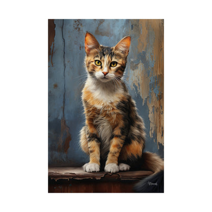 Calico Cat Grunge Premium Matte Vertical Posters