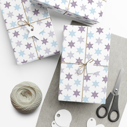 Blue and Purple Snowflakes Gift Wrap Papers