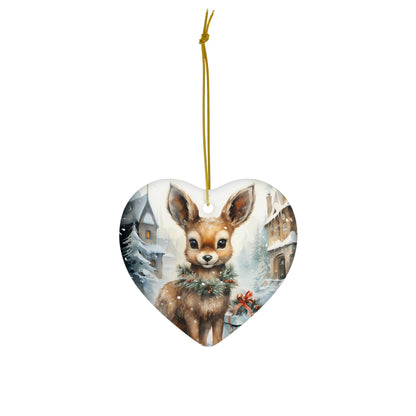 Watercolor Winter- Bunny Ceramic Ornament