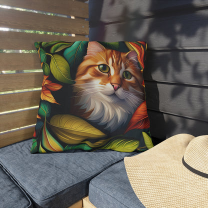 Tropical Tabby Cat Outdoor Pillows