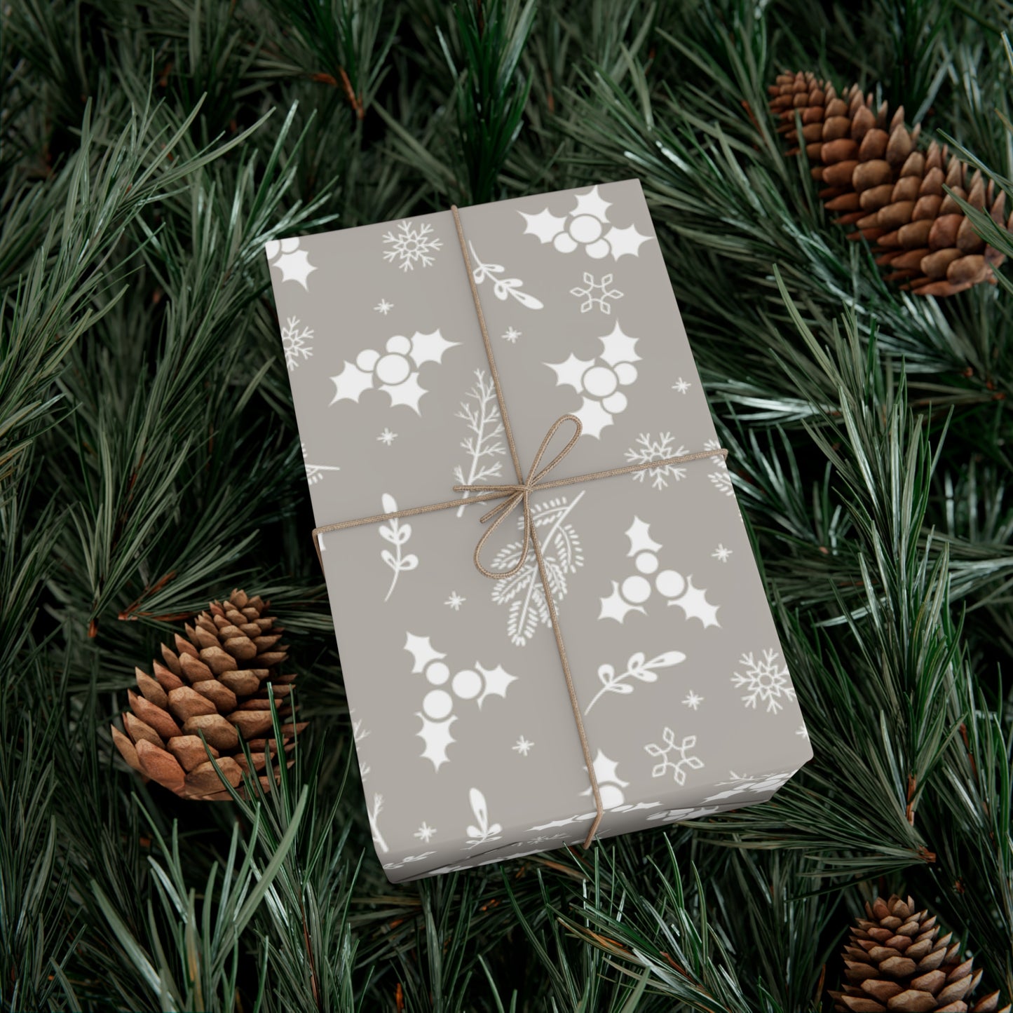 Silver Holly Gift Wrap Papers