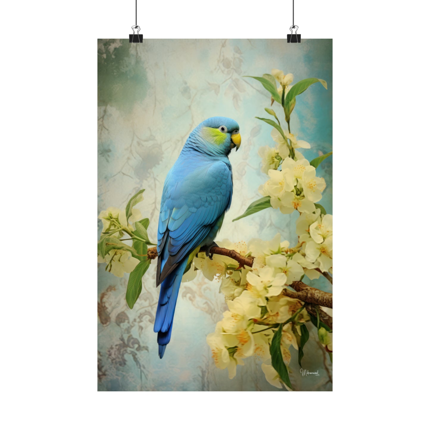 Blue/Green Quaker Parrot Premium Matte Vertical Posters