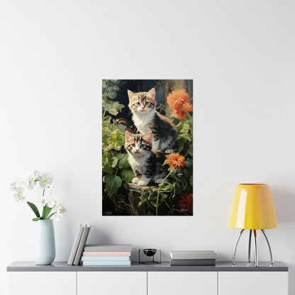 Kittens in the Garden Premium Matte Vertical Posters