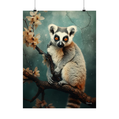 Lemur Floral Premium Matte Vertical Posters