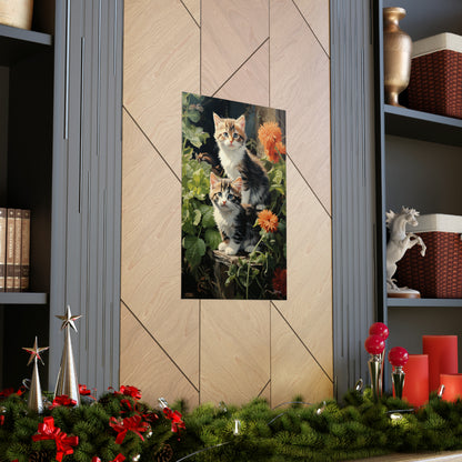 Kittens in the Garden Premium Matte Vertical Posters