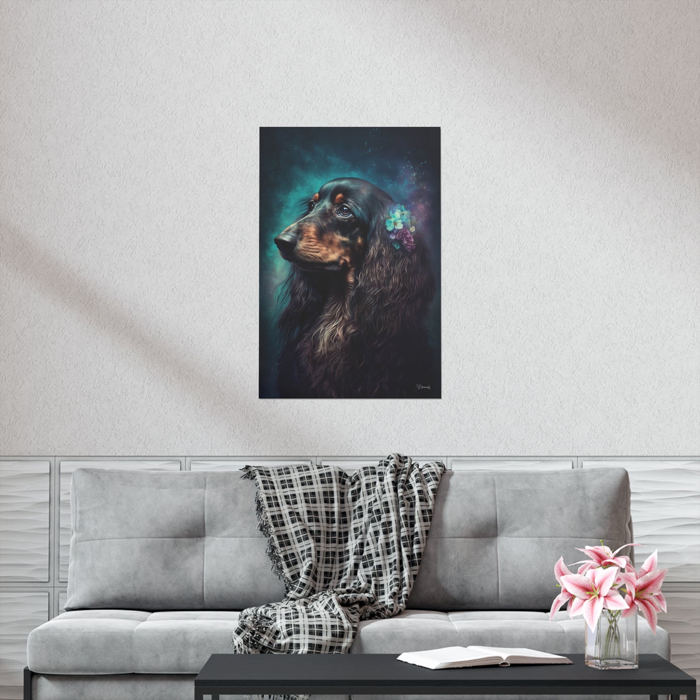 Long Haired Dachshund Dog Premium Matte Vertical Posters