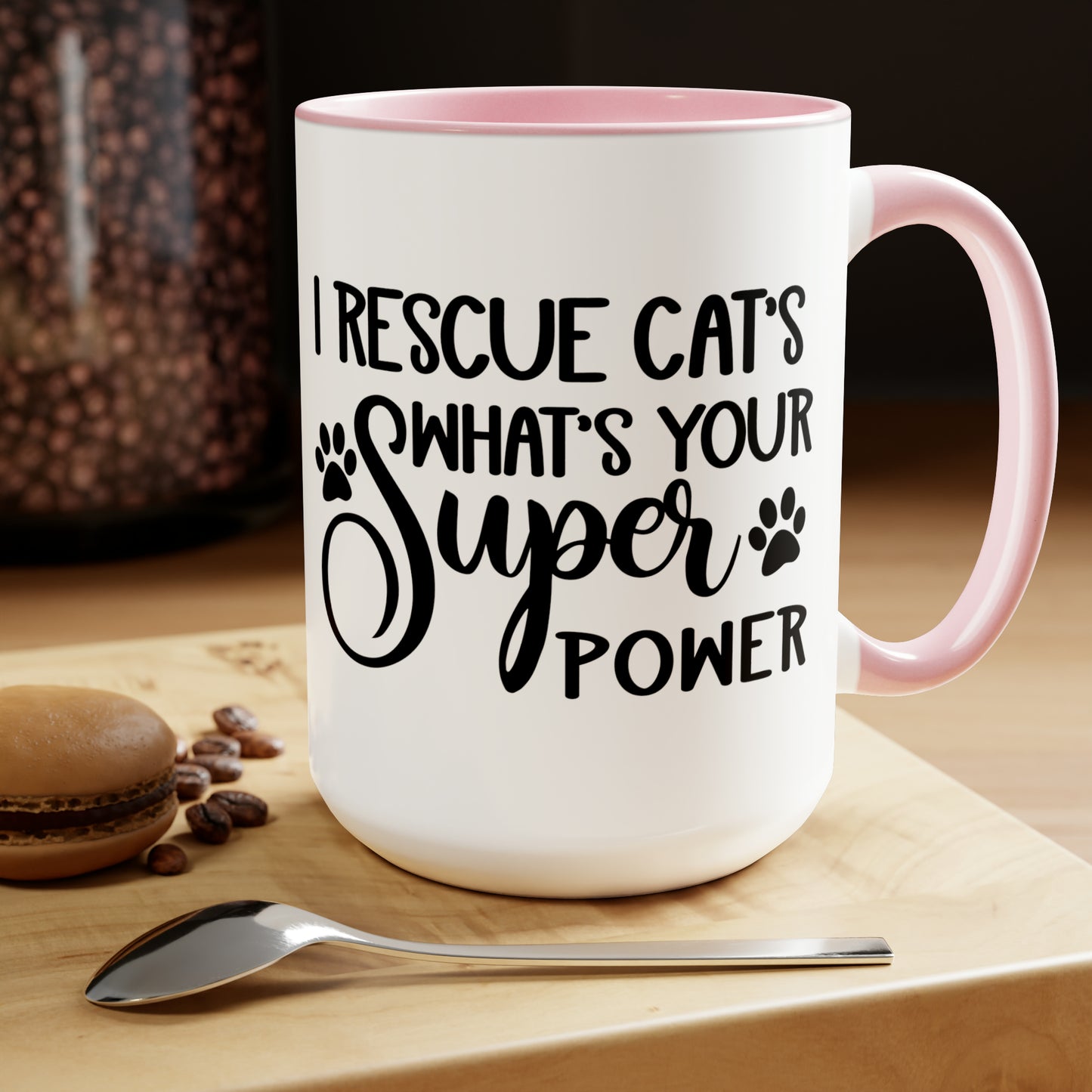 I Rescue Cats Two-Tone Coffee Mugs, 15oz