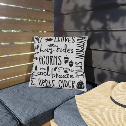 Fall Delights in White & Buffalo Plaid Outdoor Pillows