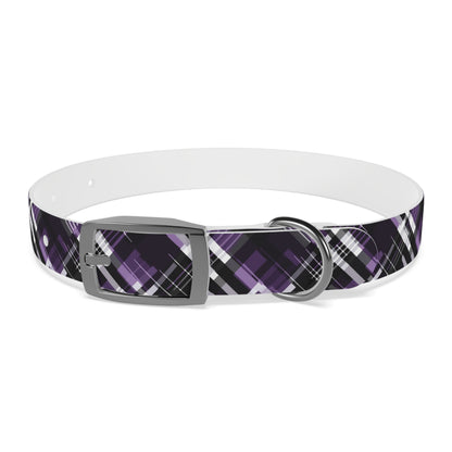 Sassy Pet's Purple, Black & White Plaid Leash Collar