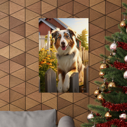 Australian Shepherd on the Farm Premium Matte Vertical Posters