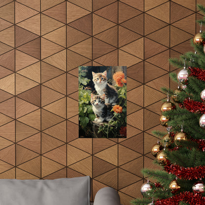 Kittens in the Garden Premium Matte Vertical Posters