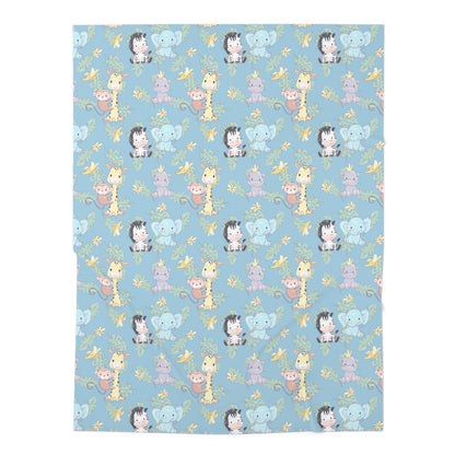 Safari Blue Baby Swaddle Blanket