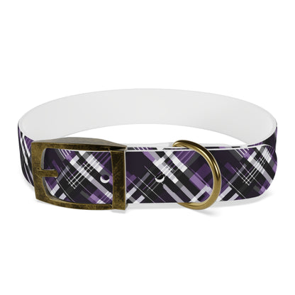 Sassy Pet's Purple, Black & White Plaid Leash Collar