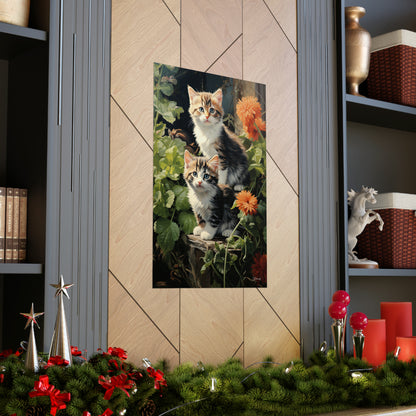 Kittens in the Garden Premium Matte Vertical Posters