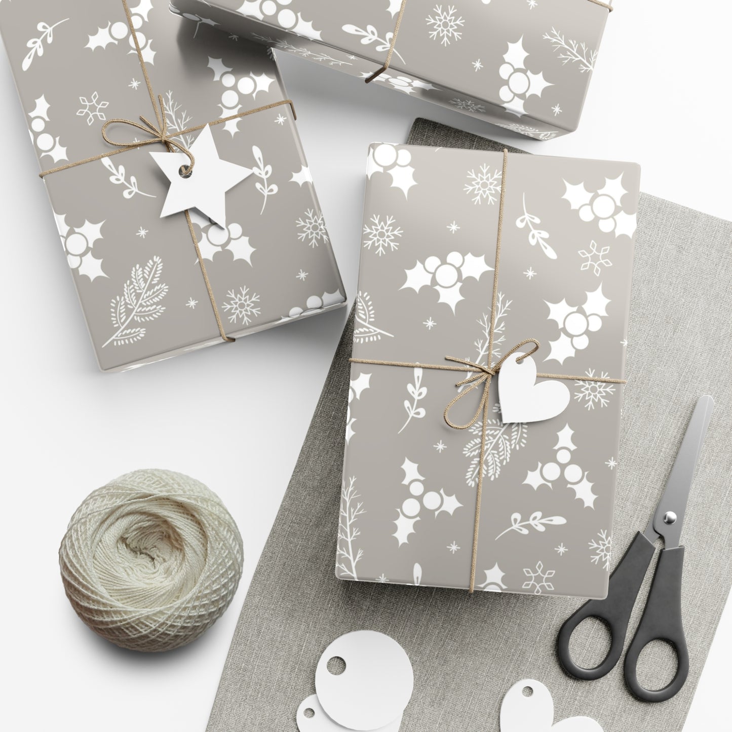 Silver Holly Gift Wrap Papers