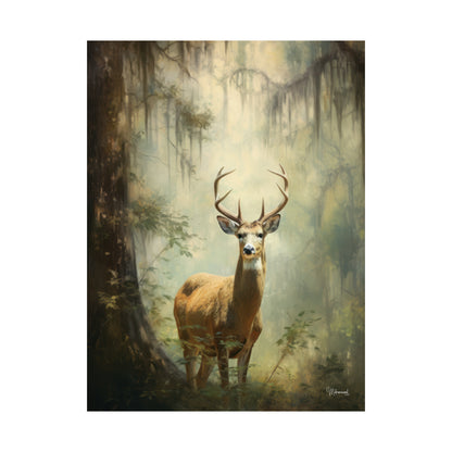 White-Tailed Buck in Florida Forest Premium Matte Vertical Posters