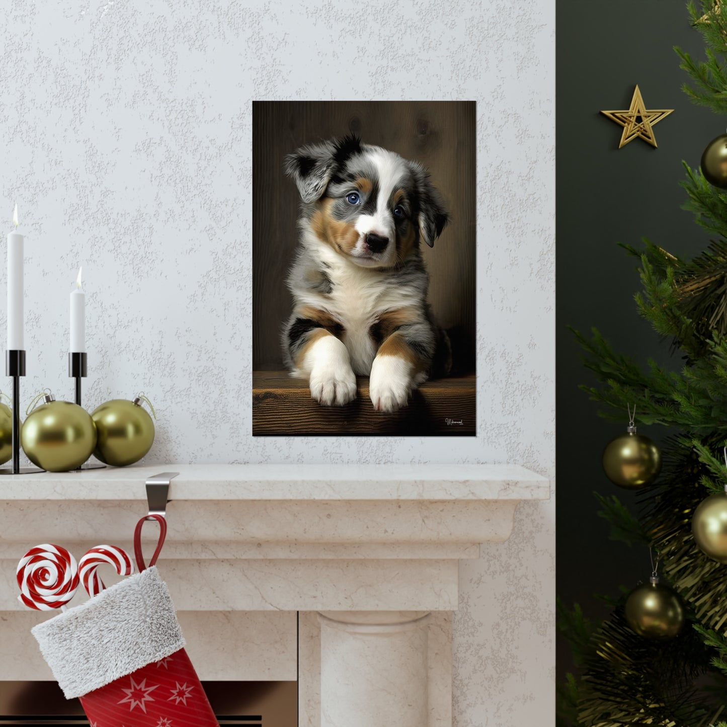 Australian Shepherd Puppy Premium Matte Vertical Posters