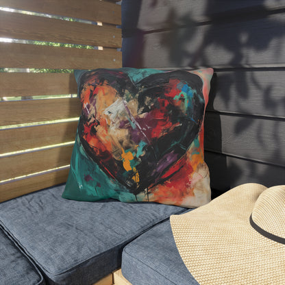 Heart Impression Oil Painting Print Outdoor Pillows