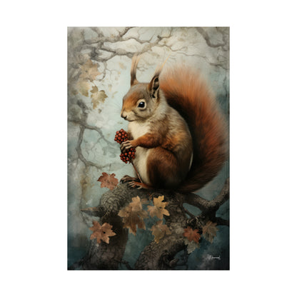 Squirrel in the Forest Premium Matte Vertical Posters