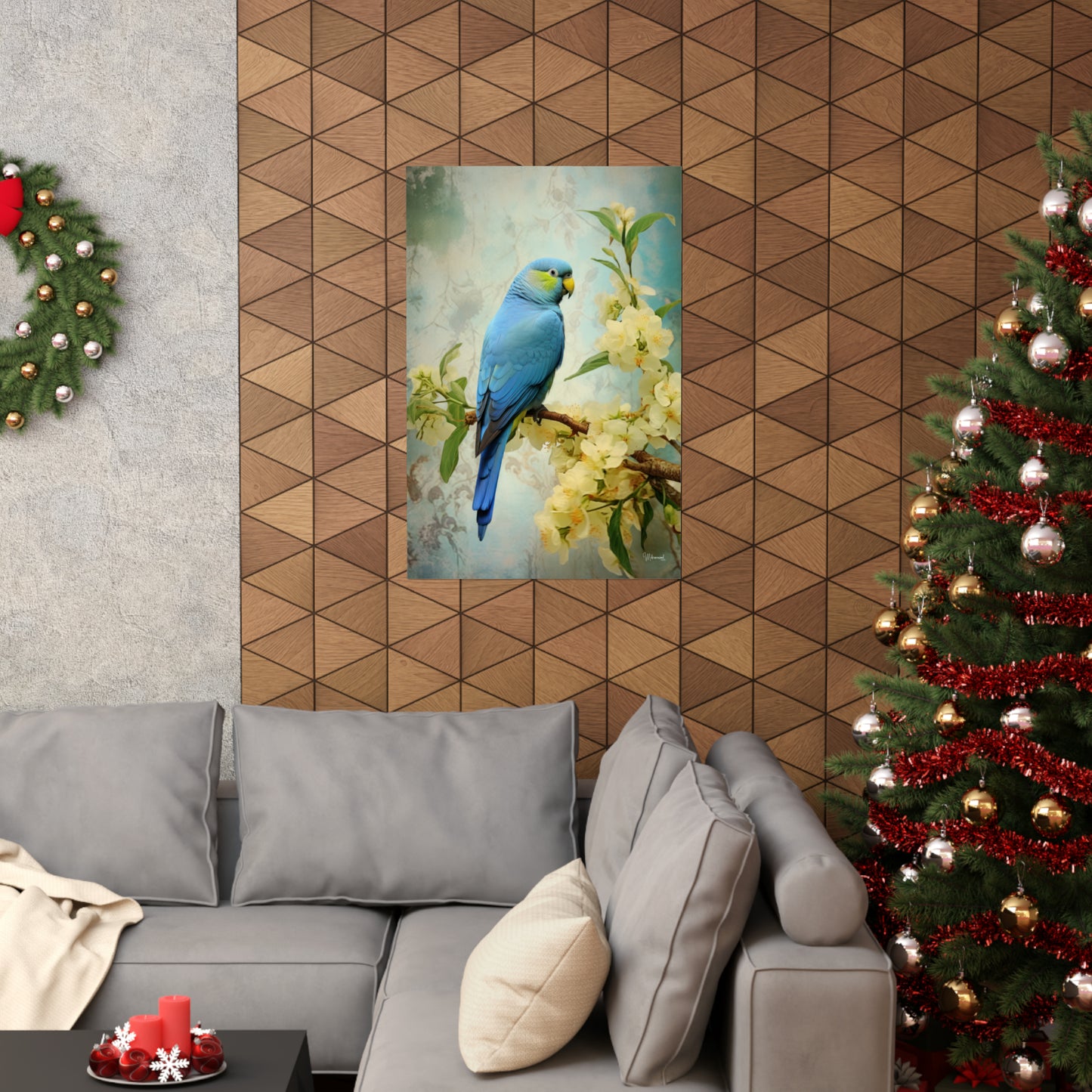 Blue/Green Quaker Parrot Premium Matte Vertical Posters