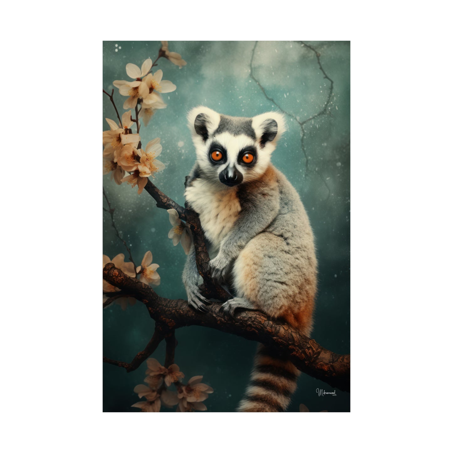 Lemur Floral Premium Matte Vertical Posters