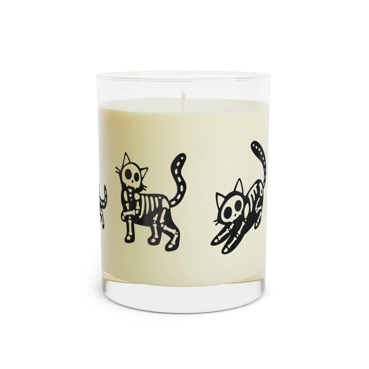 Halloween Skeleton Cat Scented Candle - Full Glass, 11oz