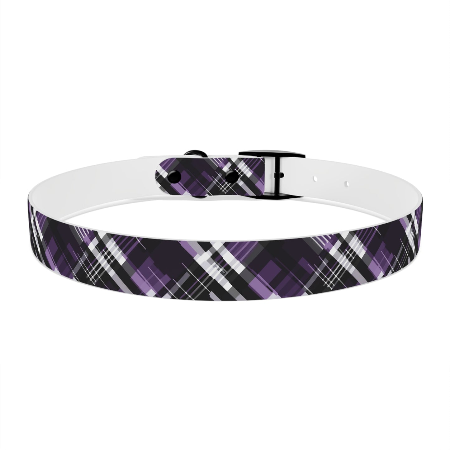 Sassy Pet's Purple, Black & White Plaid Leash Collar