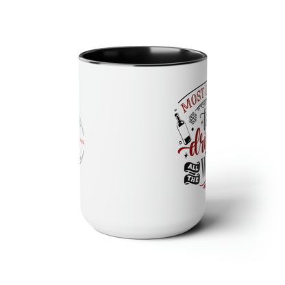 Most Likely to Drink All the Wine Two-Tone Coffee Mugs, 15oz