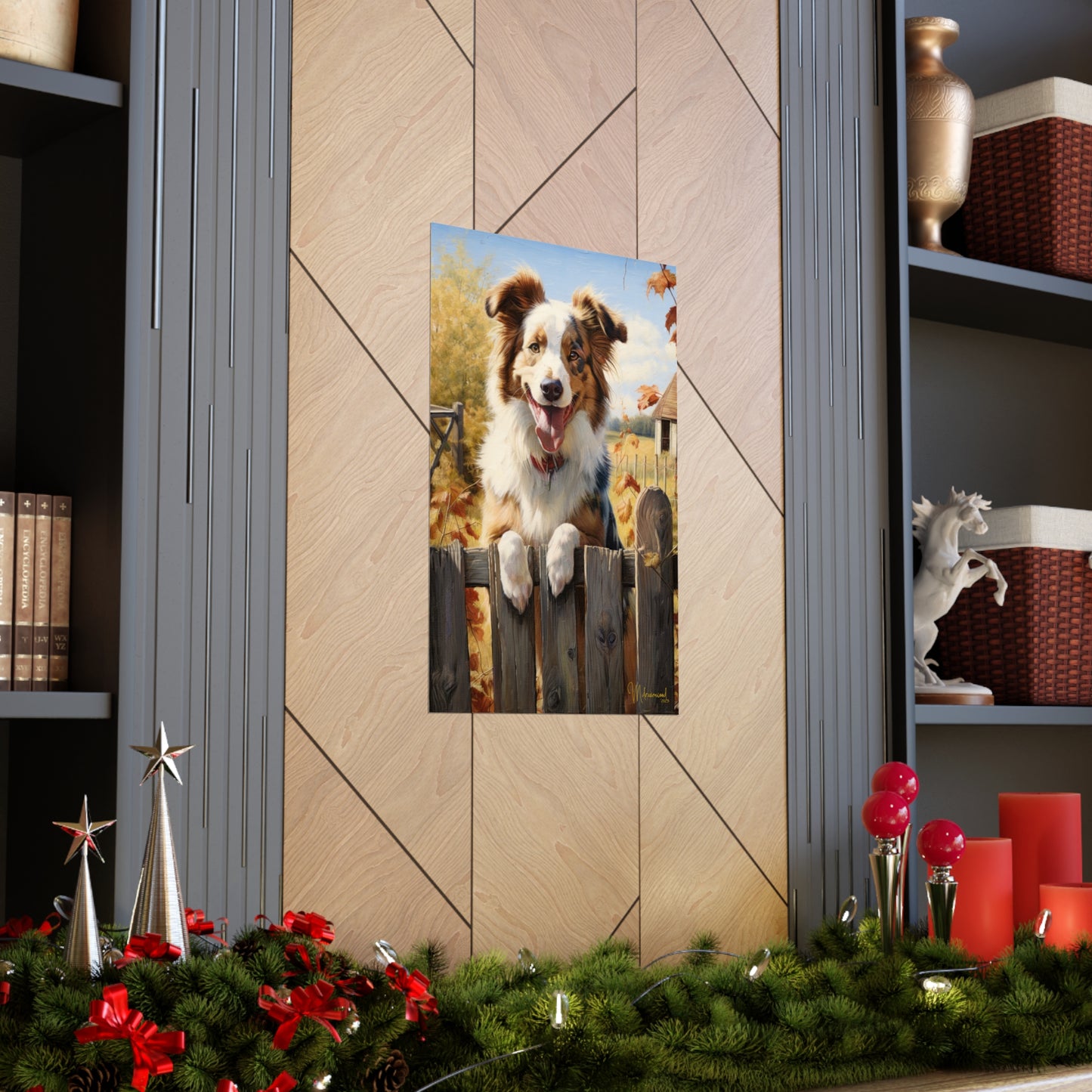 Australian shepherd in the Country Premium Matte Vertical Posters