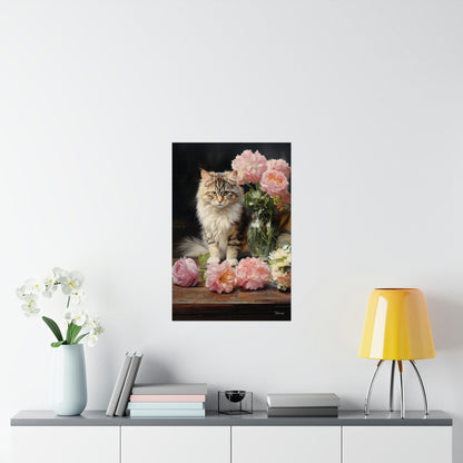 Kitten Floral Premium Matte Vertical Posters