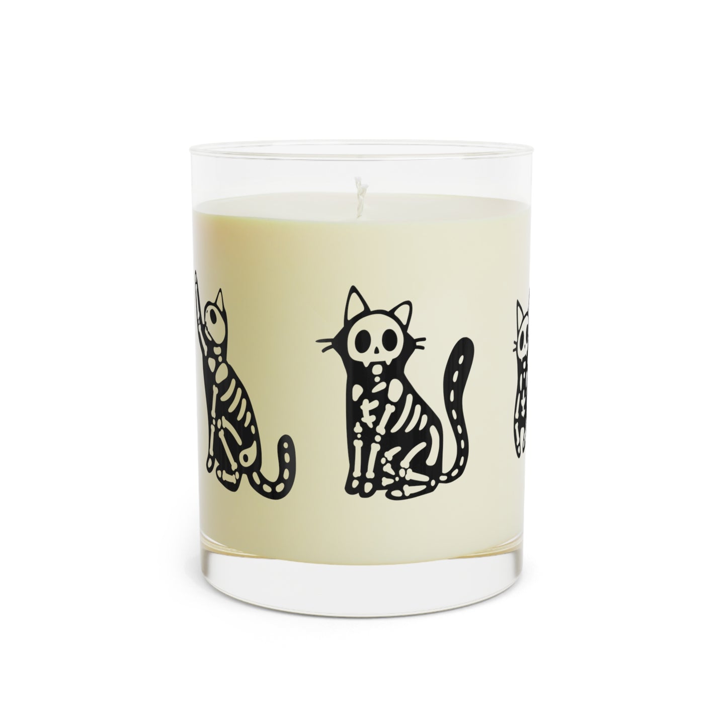 Halloween Skeleton Cat Scented Candle - Full Glass, 11oz