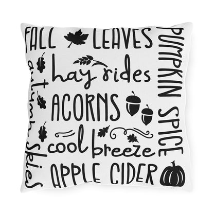 Fall Delights in White & Buffalo Plaid Outdoor Pillows