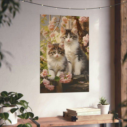 Kittens Floral Premium Matte Vertical Posters