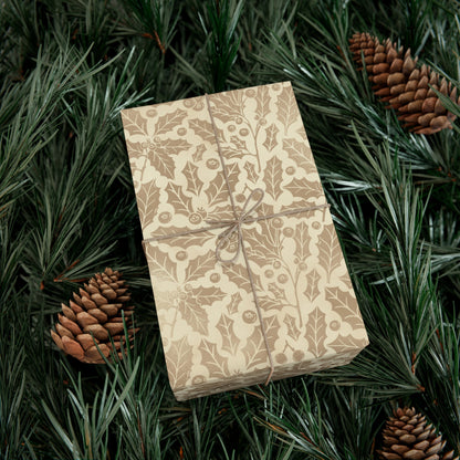 Gold Holly Gift Wrap Papers