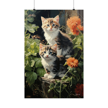 Kittens in the Garden Premium Matte Vertical Posters