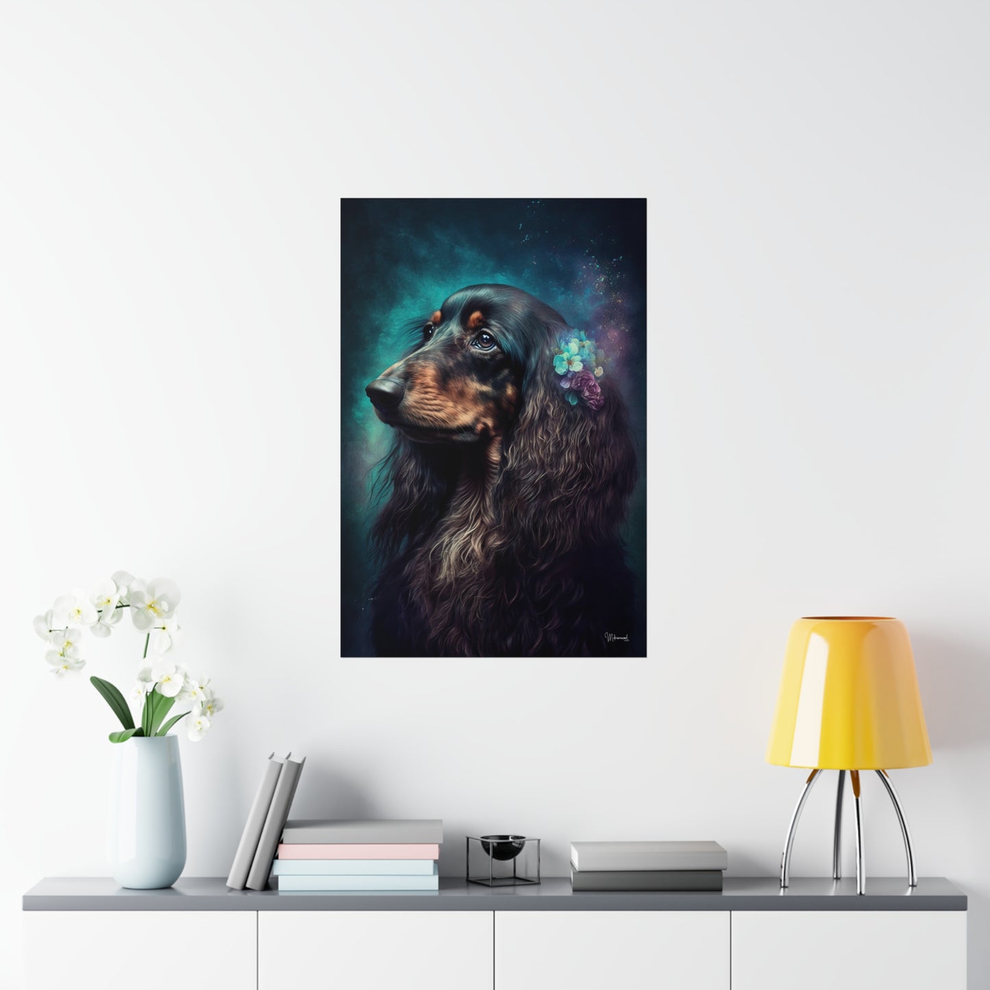 Long Haired Dachshund Dog Premium Matte Vertical Posters