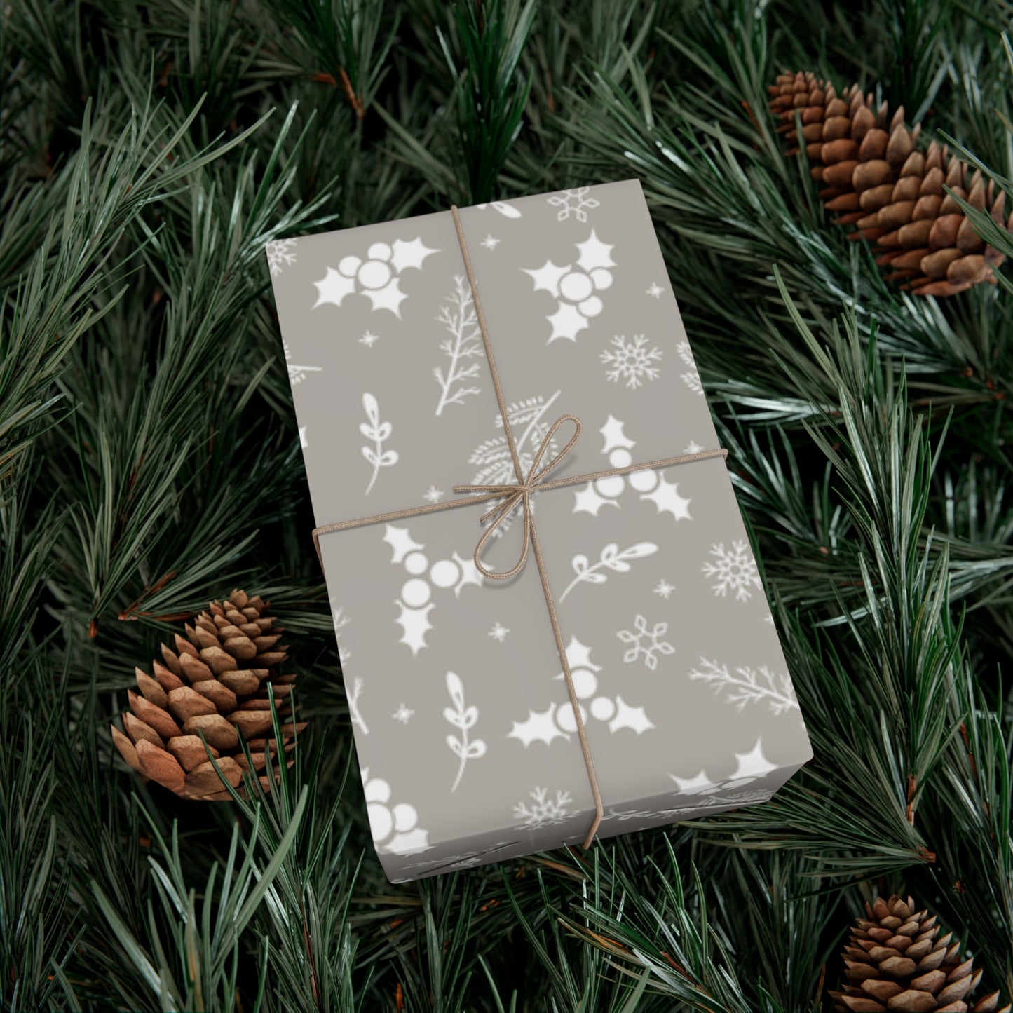 Silver Holly Gift Wrap Papers