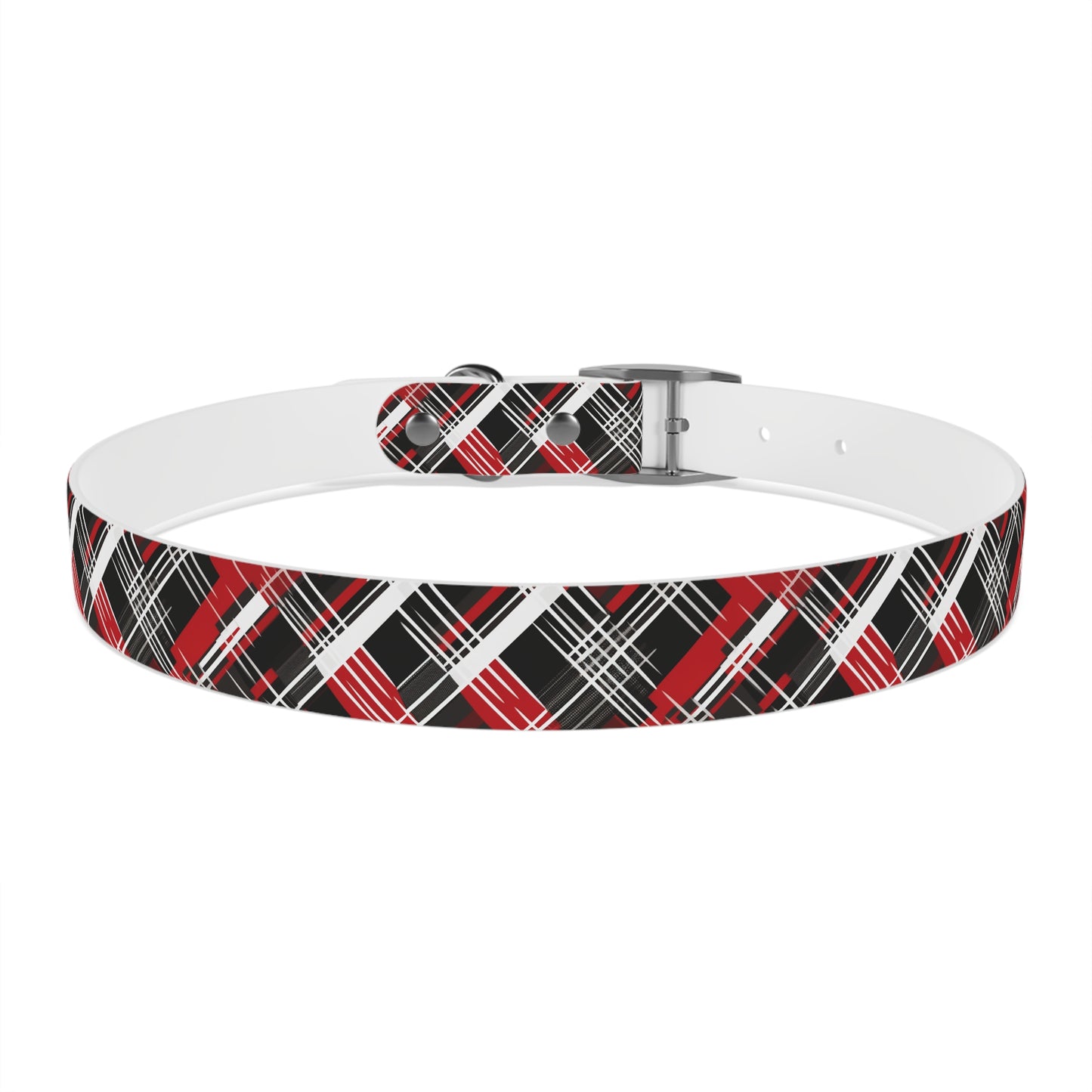 Sassy Pet's Red, Black & White Plaid Dog Collar