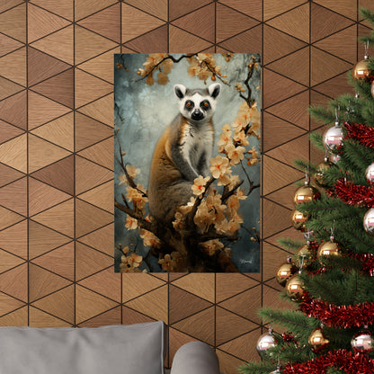 Lemur Floral Matte Vertical Posters