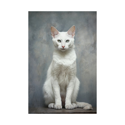 White Cat Grunge Premium Matte Vertical Posters