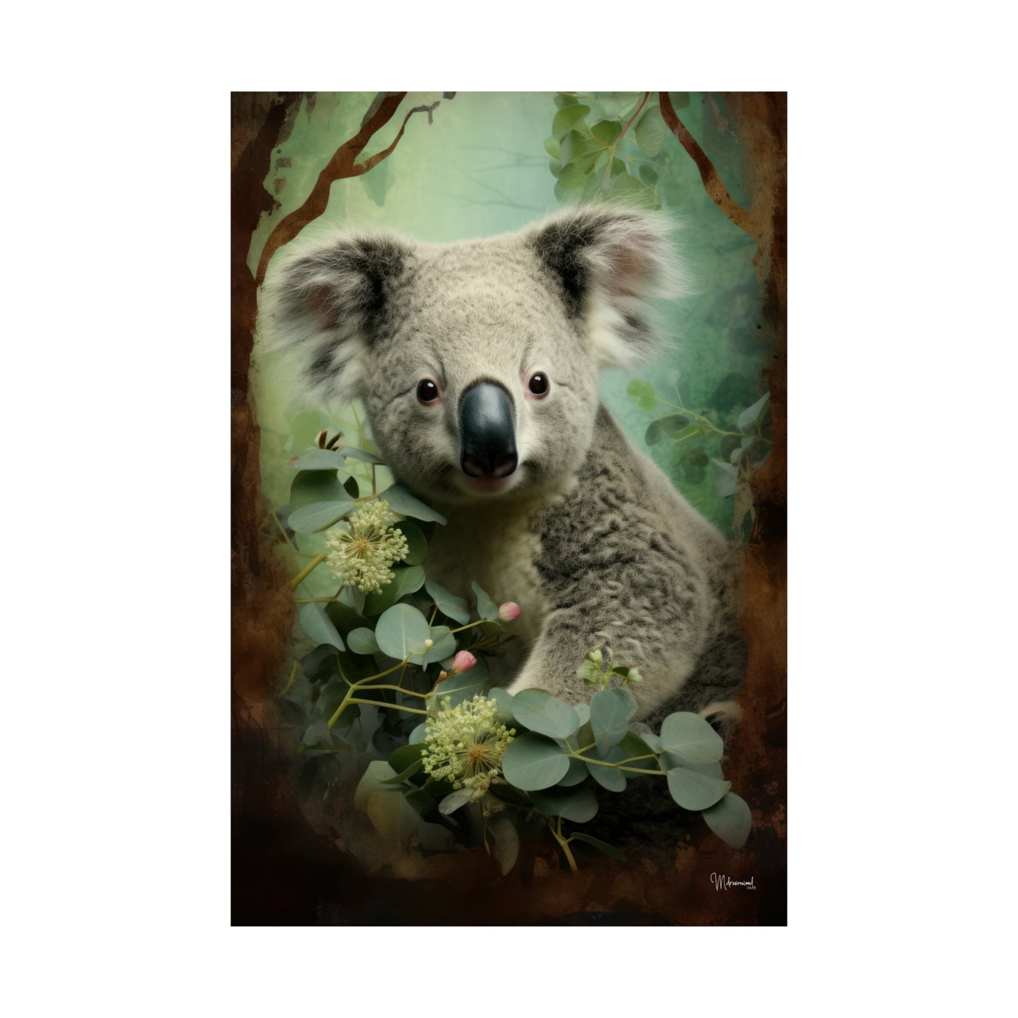 Koala Bear Floral Premium Matte Vertical Posters