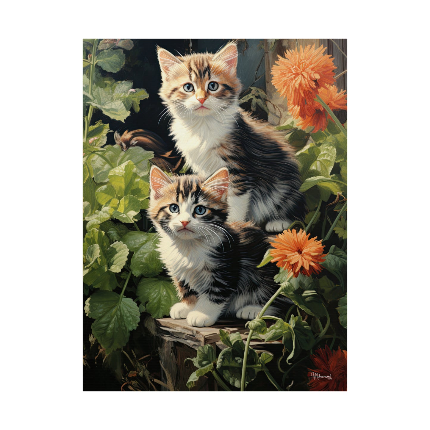 Kittens in the Garden Premium Matte Vertical Posters