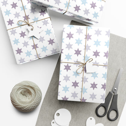 Blue and Purple Snowflakes Gift Wrap Papers